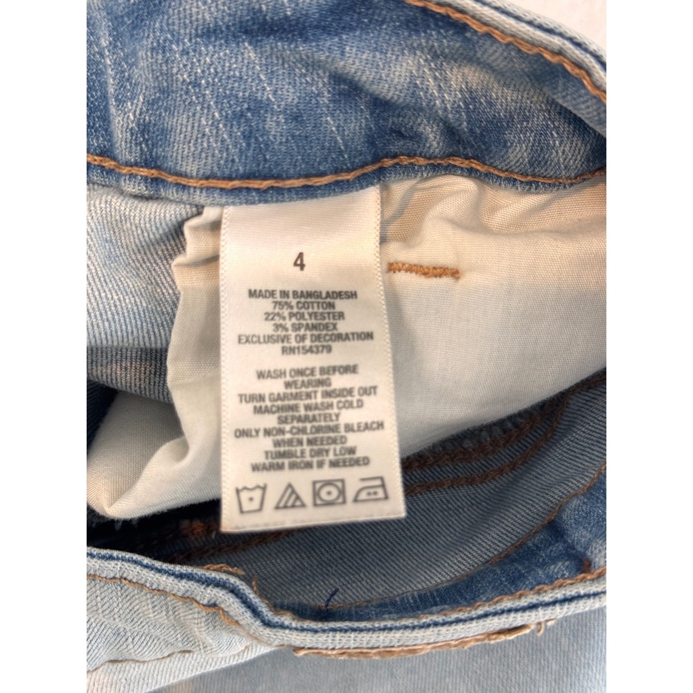 Aero Super High Rise Midi Distressed Denim Shorts Light Wash Button Fly Size 4 - Picture 6 of 7